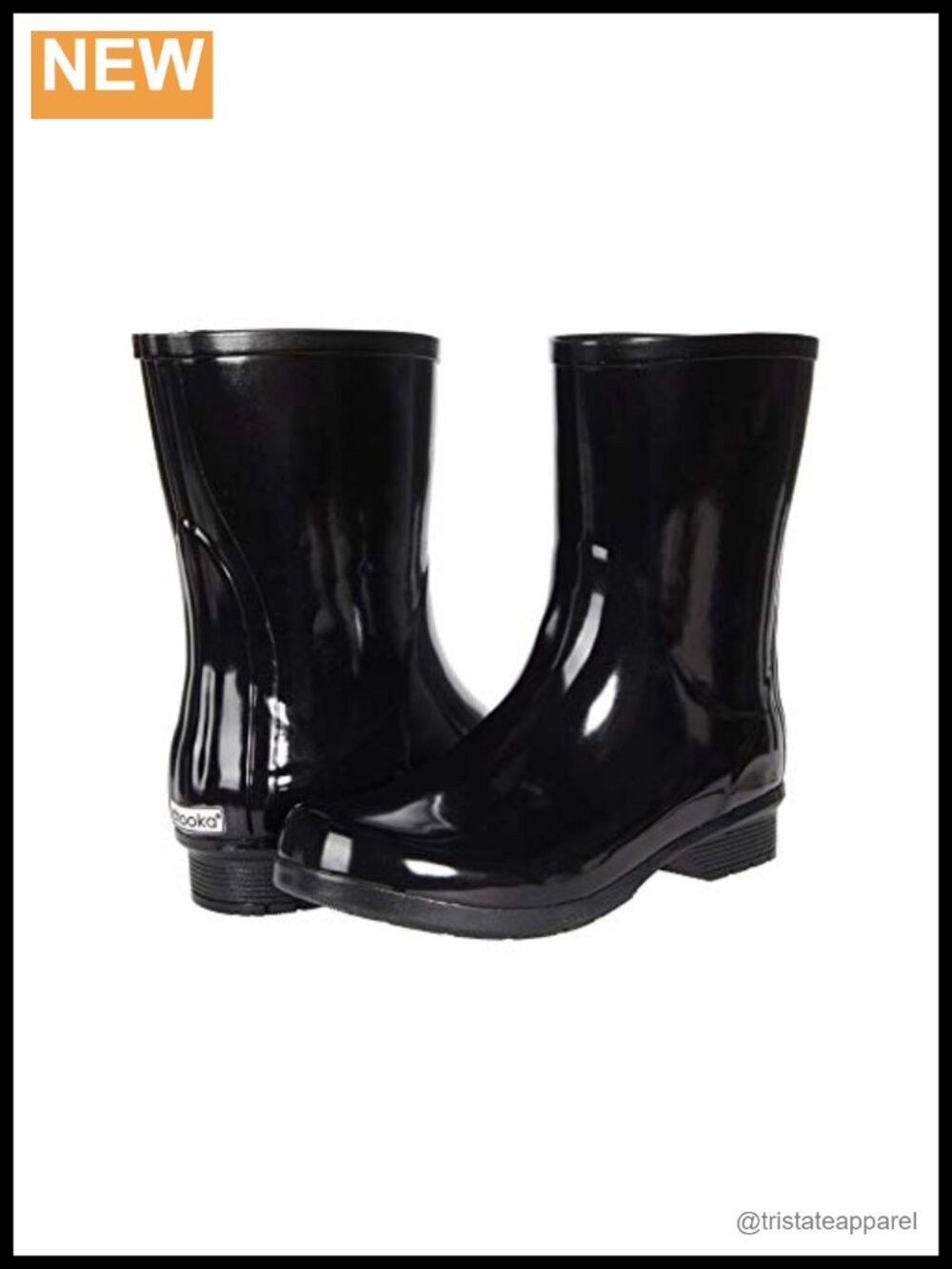Waterproof Polished Mid Rain Boots with Memory Foam Insole
